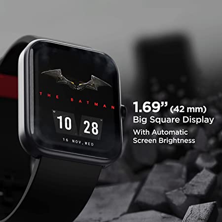 boAt Watch Xtend‌ Batman DC Edition | Premium Smart Watch with Alexa Built-in, 1.69" Inches Big Square Display