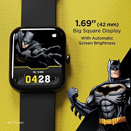 boAt Watch Xtend‌ Batman DC Edition | Premium Smart Watch with Alexa Built-in, 1.69" (4.29cm) Big Square Display