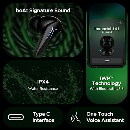 boAt Immortal 141 | Bluetooth Gaming Wireless Earbuds with BEAST™️Mode, ASAP™️ Charge, Bluetooth v5.3