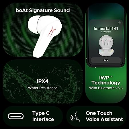 boAt Immortal 141 | Bluetooth Gaming Wireless Earbuds with BEAST™️Mode, ASAP™️ Charge, Bluetooth v5.3