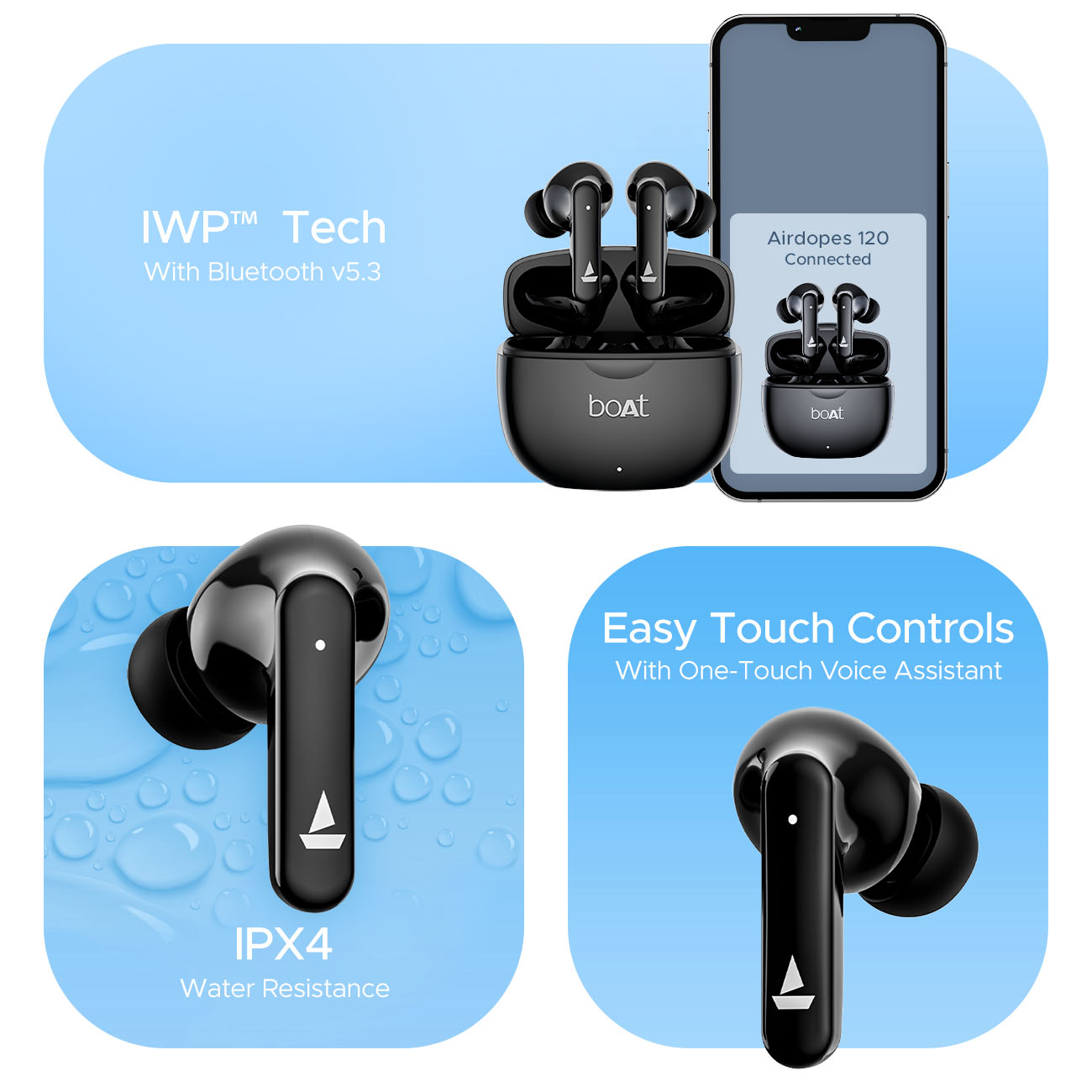 boAt Airdopes 120 | Wireless Earbuds with 40 Hours Playback, BEAST™ Mode, ASAP™ Charge, IWP™ Tech