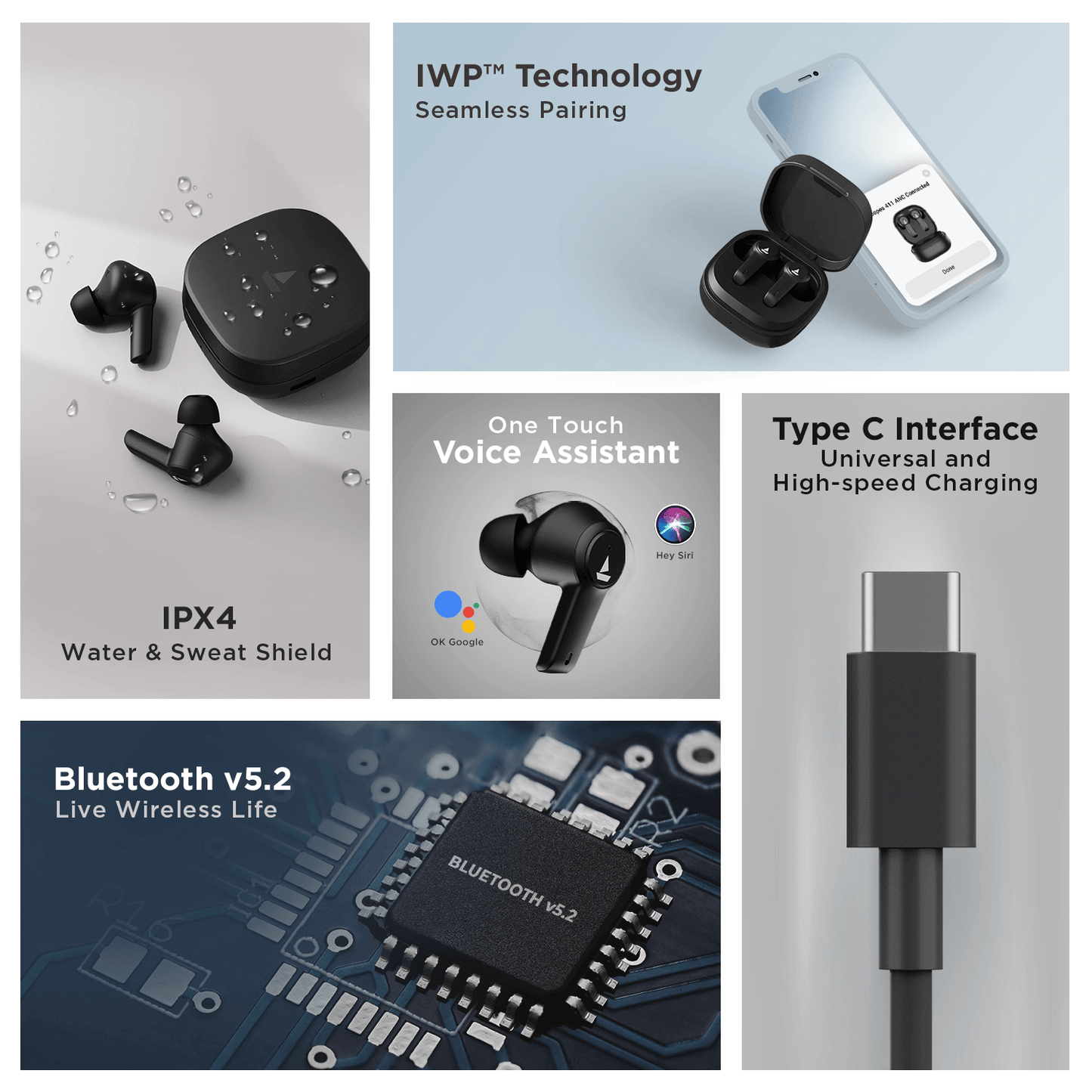 boAt Airdopes 411 ANC | Noise-Cancelling Earbuds with 10mm Drivers, ASAP™ Charge Technology, Up to 25dB ANC, ENx™ Technology, 17.5 Hours Playback