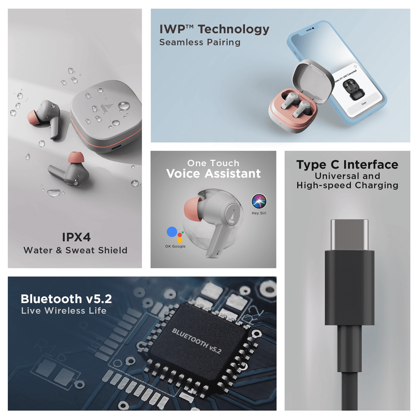 boAt Airdopes 418 ANC | Wireless Earbuds with 10mm Drivers, Up to 25dB ANC, ENx™ Technology, 17.5 Hours Playback, ASAP™ Charge