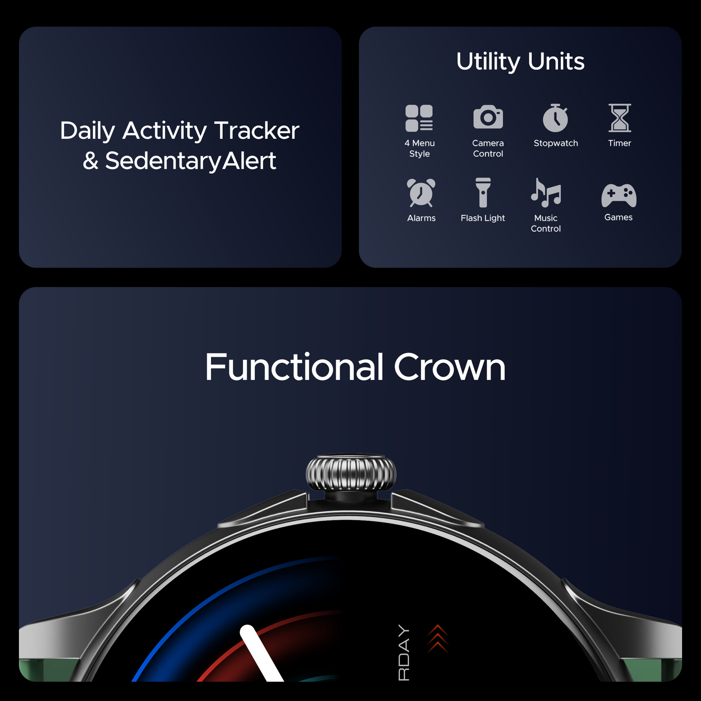 boAt Lunar Oasis | Smartwatch with 1.43" AMOLED Display, Turn-By-Turn Navigation, Dynamic User Interface, QR Tray