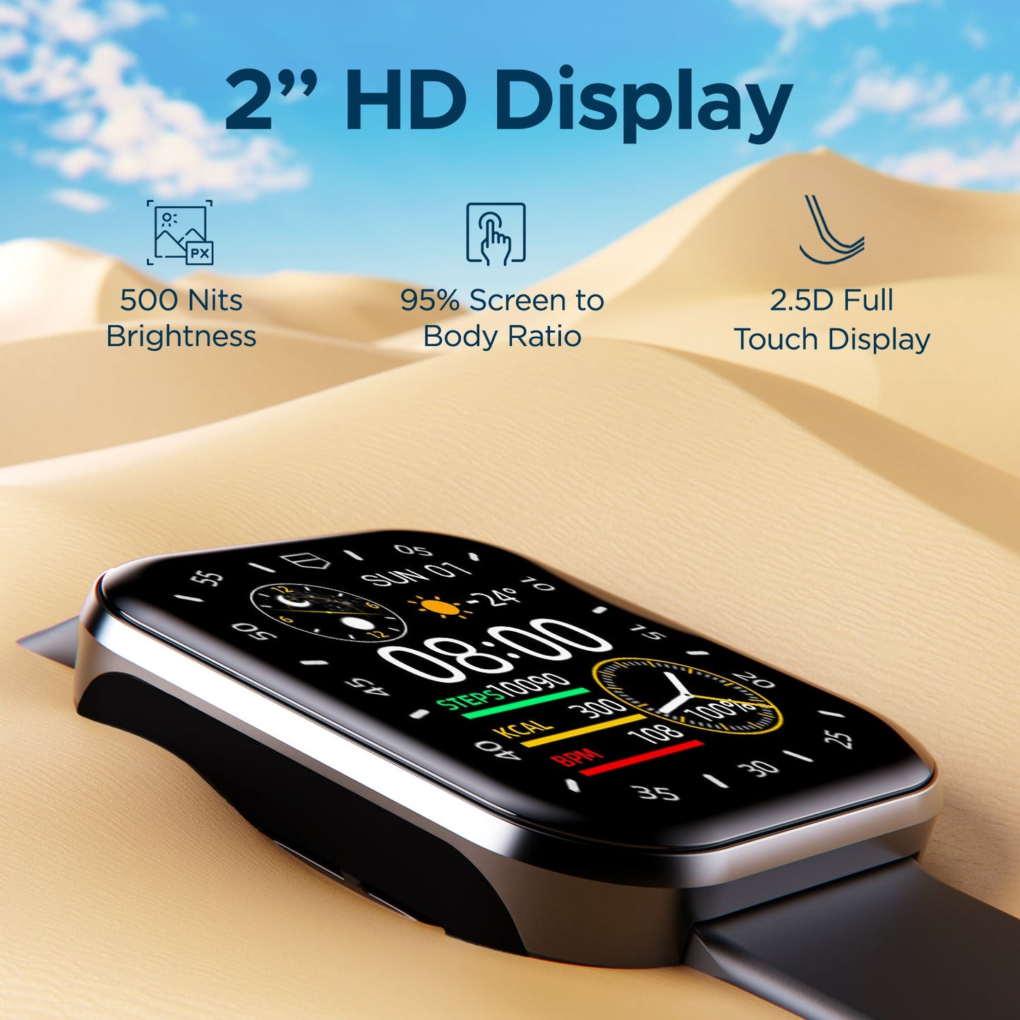 boAt Ultima Connect Max | Biggest 2" (5.08 cm) HD Display Smartwatch, BT Calling, Vibrations and DND Mode, 100+ Sports Mode