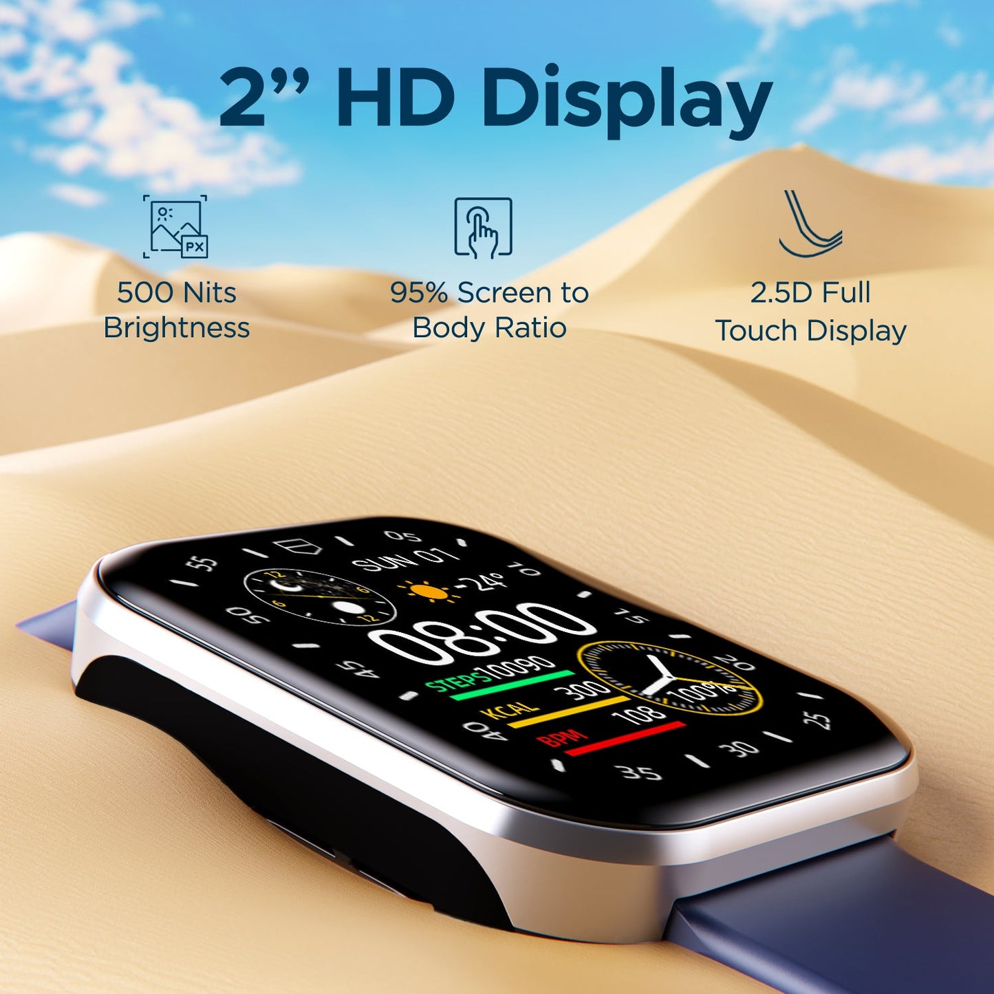 boAt Ultima Connect Max | Biggest 2" (5.08 cm) HD Display Smartwatch, BT Calling, Vibrations and DND Mode, 100+ Sports Mode