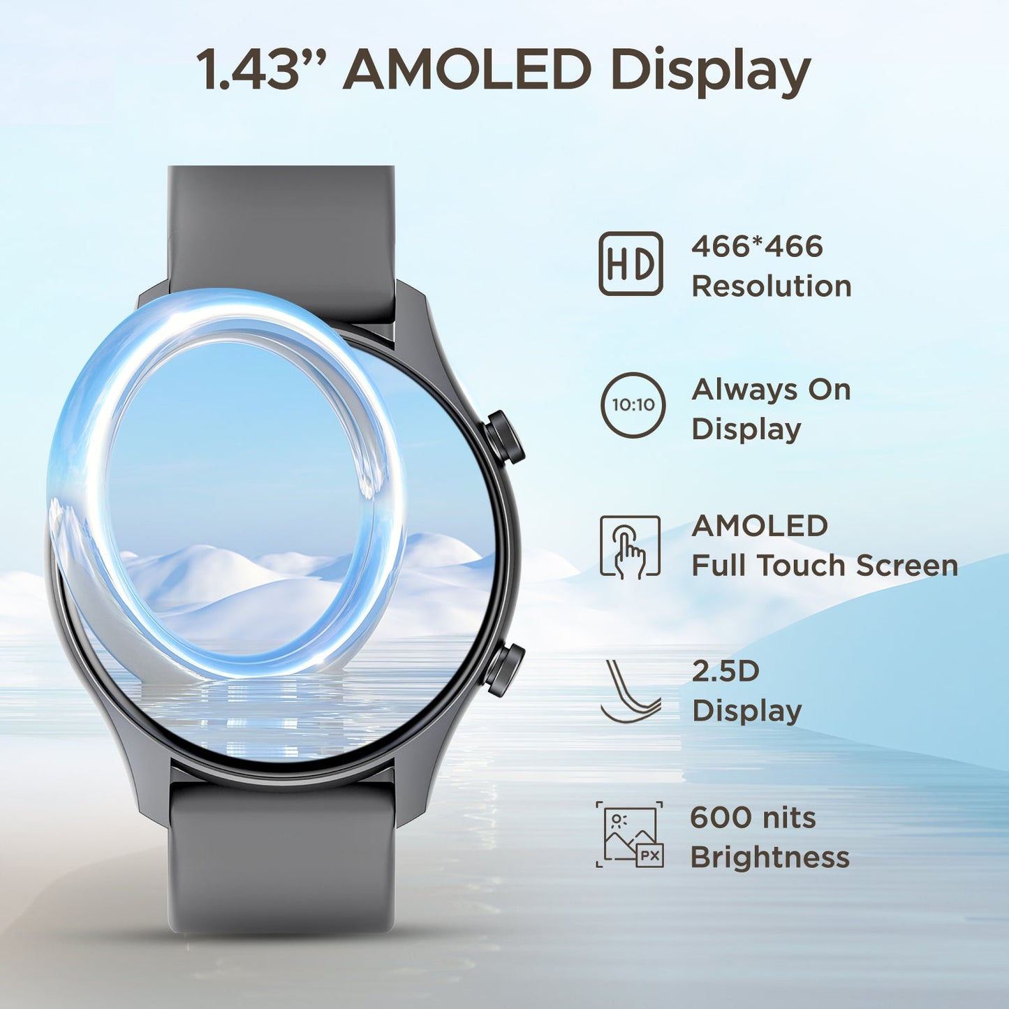 boAt Lunar Call Plus | Premium Smartwatch with Bluetooth Calling,  1.43" (3.63cm) AMOLED display, SpO2 Monitoring, 100+ Sports Modes