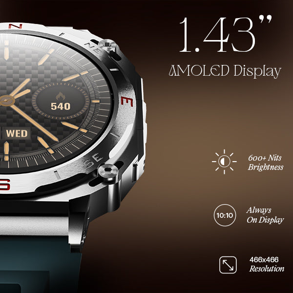 boAt Enigma X500 | Smartwatch with 1.43" (3.63 cm) AMOLED Round Display, BT Calling, 100+ Watch Faces, 100+ Sports Modes