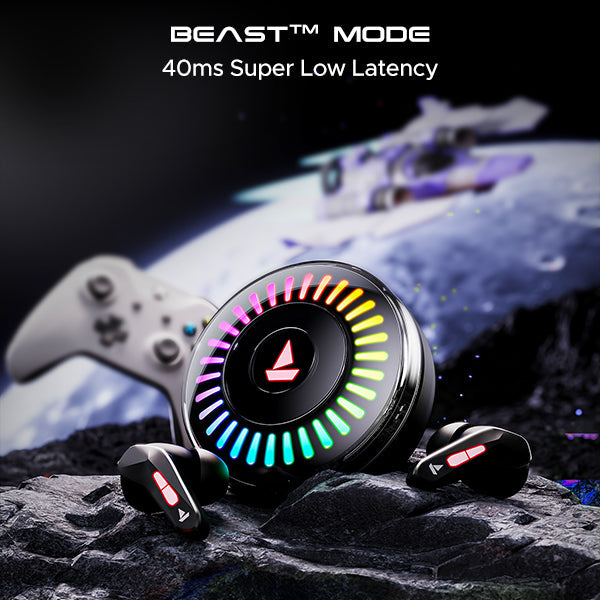 boAt Immortal 201 | Bluetooth Gaming Wireless Earbuds with 40ms BEAST™ Mode, Real RGB Lights, boAt Signature Sound