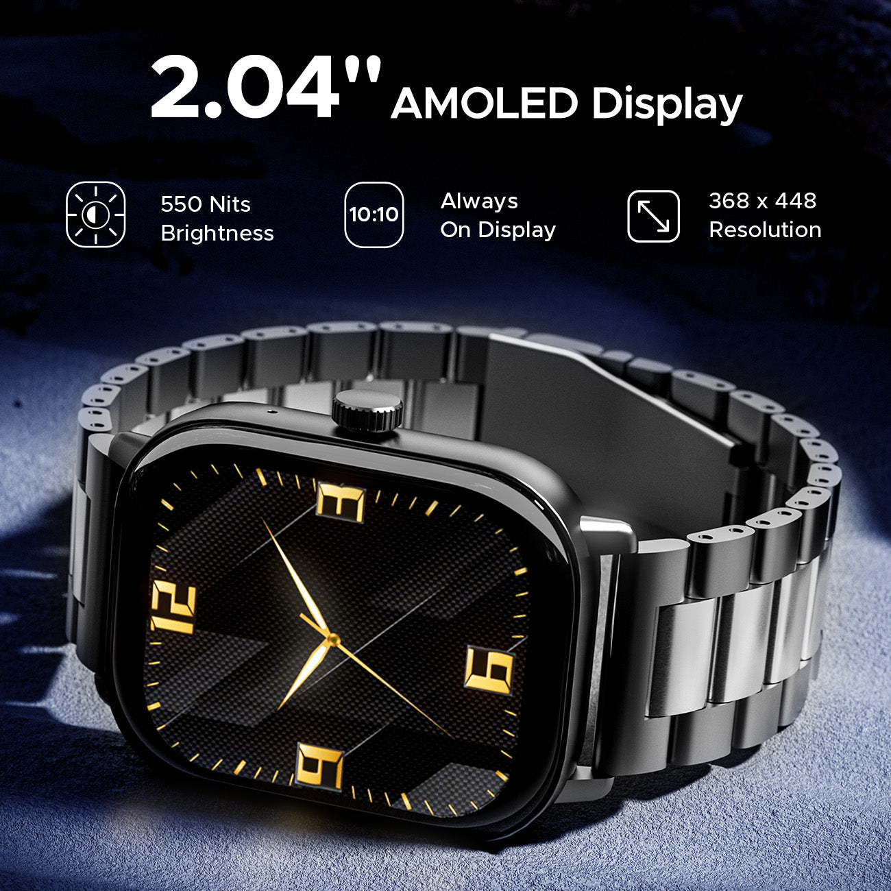 boAt Wave Spectra | Smartwatch with 2.04" AMOLED Display, Animated Watch Faces, 100+ Sports Modes, IP68 Dust Resistance