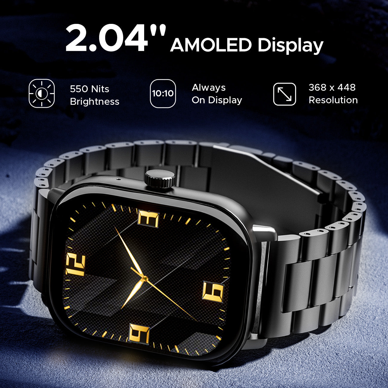 boAt Wave Spectra | Smartwatch with 2.04" AMOLED Display, Animated Watch Faces, 100+ Sports Modes, IP68 Dust Resistance