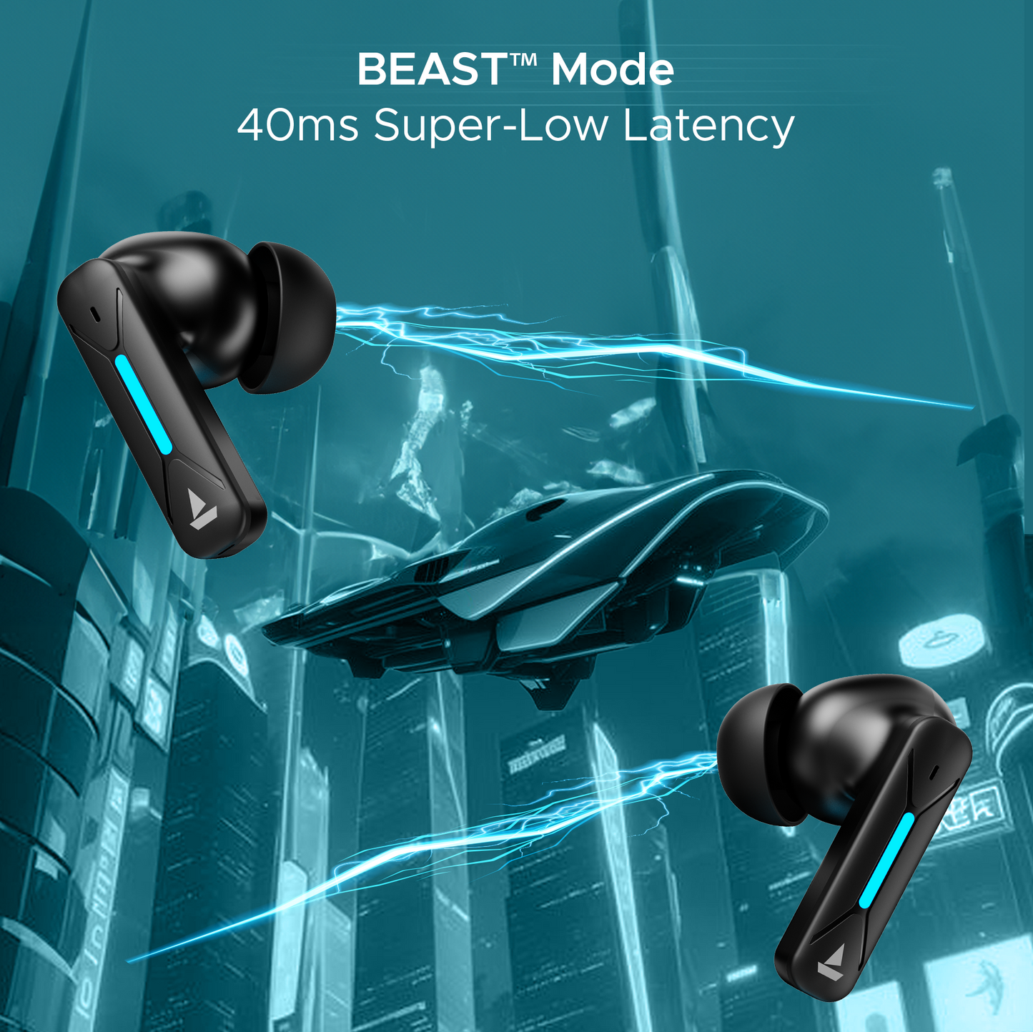 boAt Immortal Airspeed Pro | Bluetooth Gaming Wireless Earbuds with 40ms BEAST™ Mode, Up to 32dB ANC, ENx™ Tech