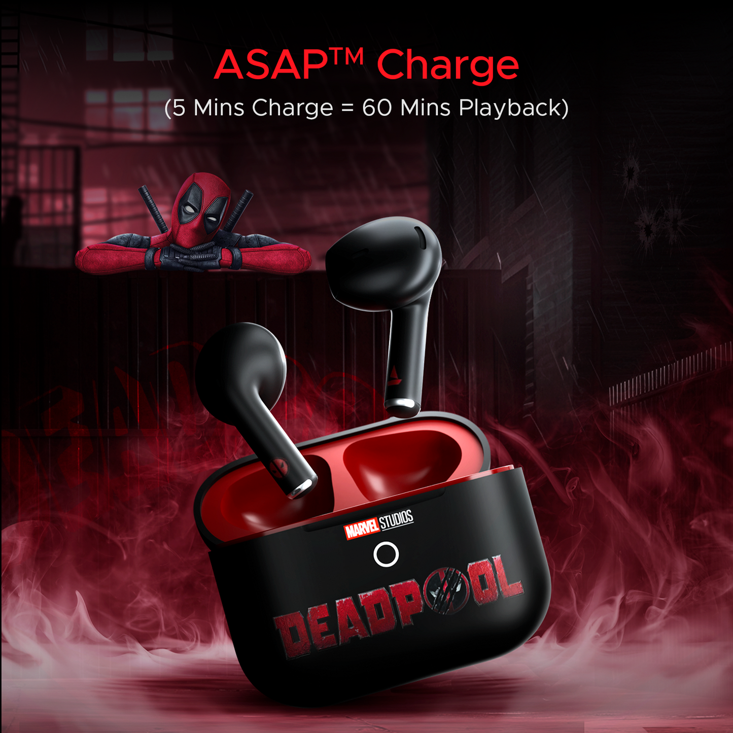 boAt Airdopes Alpha Deadpool Edition | Wireless Earbuds with boAt Signature Sound, 35 Hours Playback, ASAP™ Charge, ENx™ Technology