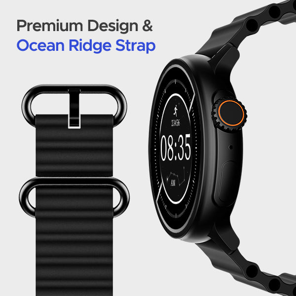 boAt Lunar Tigon | Smartwatch with 1.45" Round AMOLED Display, BT Calling, 100+ Sports Modes, Functional Crown