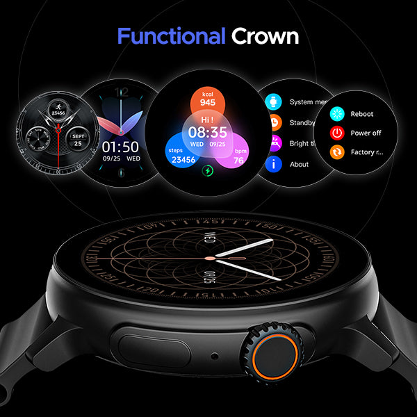 boAt Lunar Tigon | Smartwatch with 1.45" Round AMOLED Display, BT Calling, 100+ Sports Modes, Functional Crown