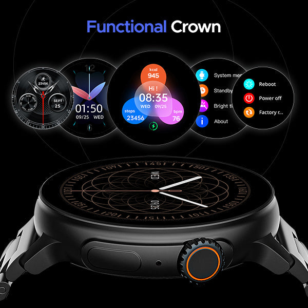 boAt Lunar Tigon | Smartwatch with 1.45" Round AMOLED Display, BT Calling, 100+ Sports Modes, Functional Crown