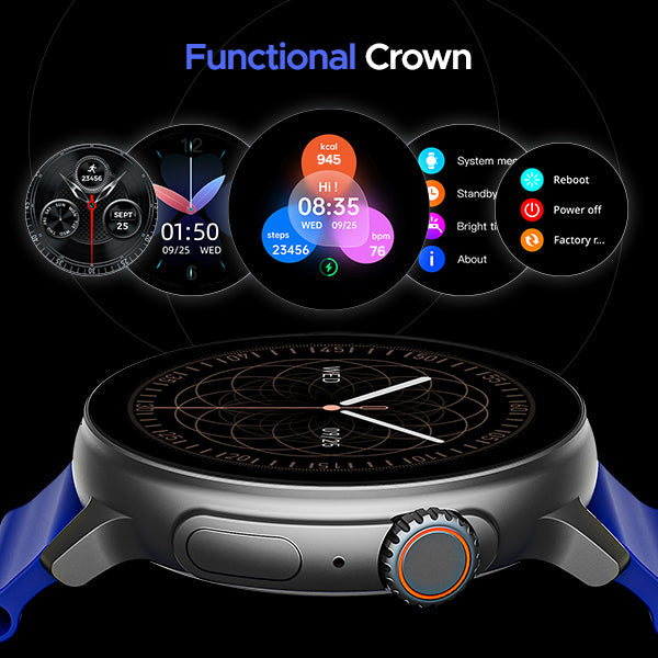 boAt Lunar Tigon | Smartwatch with 1.45" Round AMOLED Display, BT Calling, 100+ Sports Modes, Functional Crown