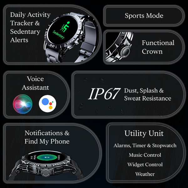 boAt Enigma Z30 | Smartwatch with 1.39" TFT Display, BT Calling, 100+ Watch Faces, Luxurious Metal Body