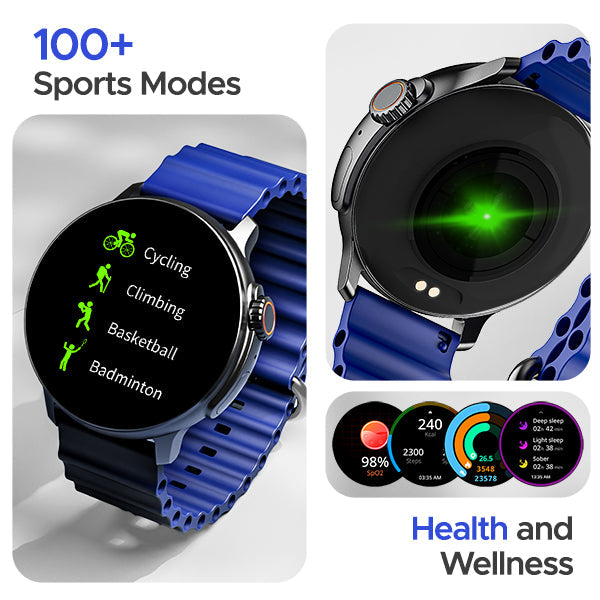 boAt Lunar Tigon | Smartwatch with 1.45" Round AMOLED Display, BT Calling, 100+ Sports Modes, Functional Crown