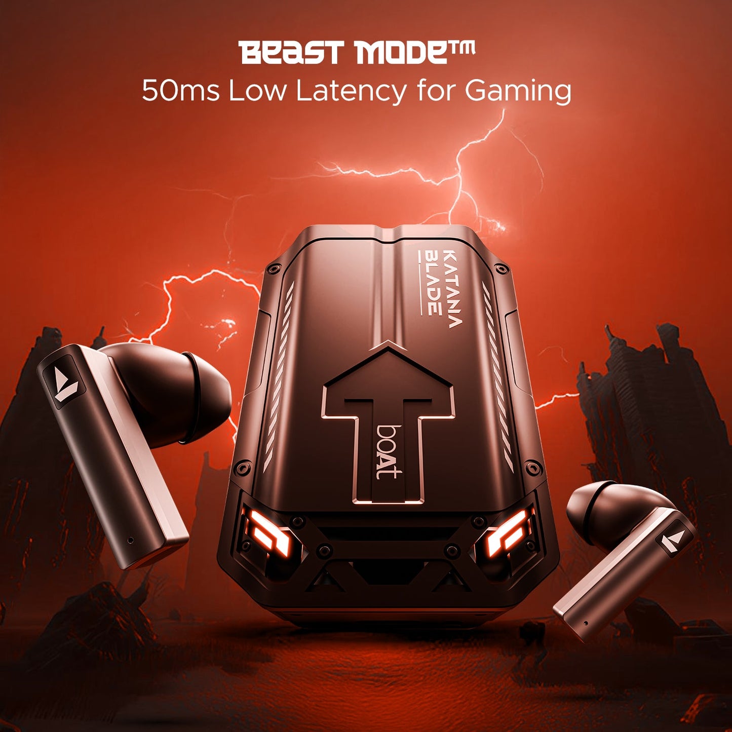 boAt Immortal katana Blade 2.0 | Bluetooth Gaming Wireless Earbuds with BEAST™Mode, Dynamic RGB LEDs, 70 Hours Playback