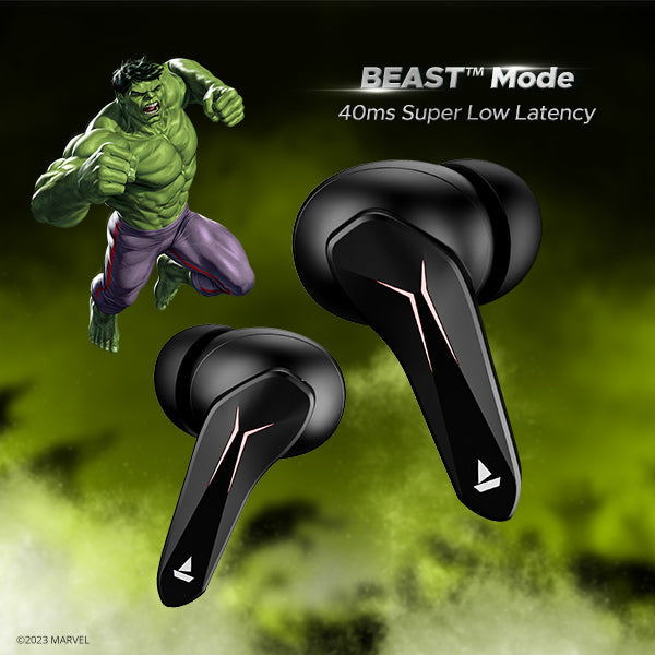 boAt Immortal 121 Hulk Edition | Bluetooth Gaming Wireless Earbuds with BEAST™️Mode, 40 Hours Playback, Blazing RGB Lights