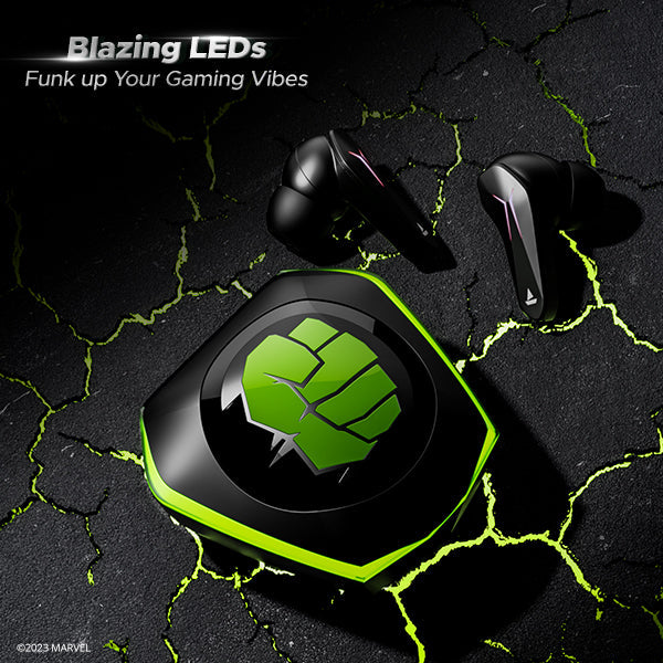 boAt Immortal 121 Hulk Edition | Bluetooth Gaming Wireless Earbuds with BEAST™️Mode, 40 Hours Playback, Blazing RGB Lights