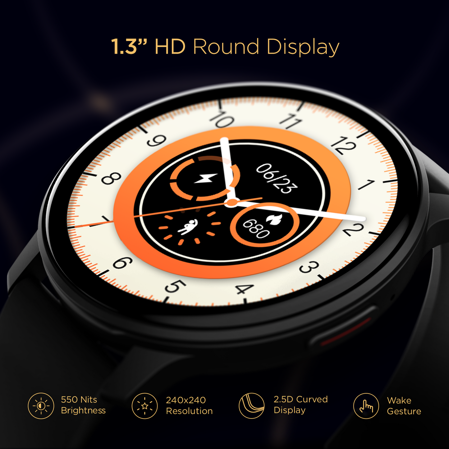 boAt Lunar Call | 1.28” (3.25 cm) HD Display Smartwatch, BT Calling, ENx™ Algorithm, Bilingual, 100+ Sports Mode