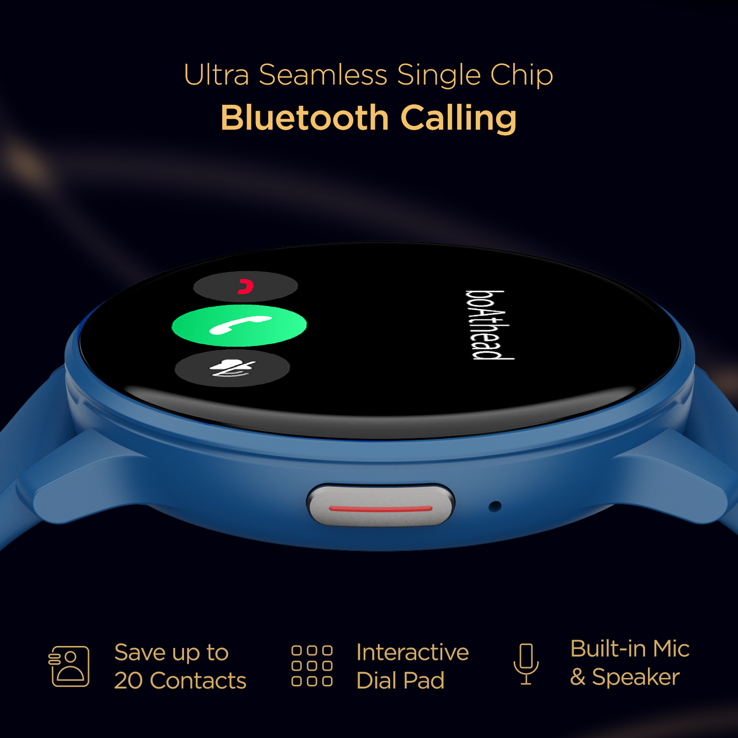 boAt Lunar Call | 1.28” (3.25 cm) HD Display Smartwatch, BT Calling, ENx™ Algorithm, Bilingual, 100+ Sports Mode