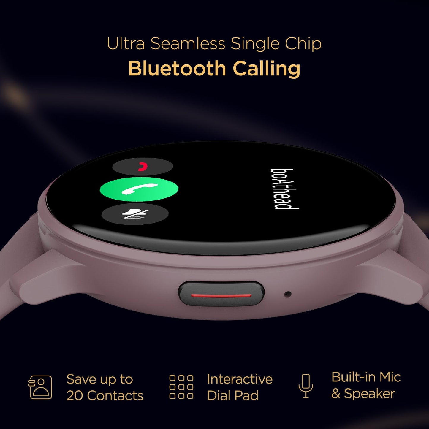 boAt Lunar Call | 1.28” (3.25 cm) HD Display Smartwatch, BT Calling, ENx™ Algorithm, Bilingual, 100+ Sports Mode