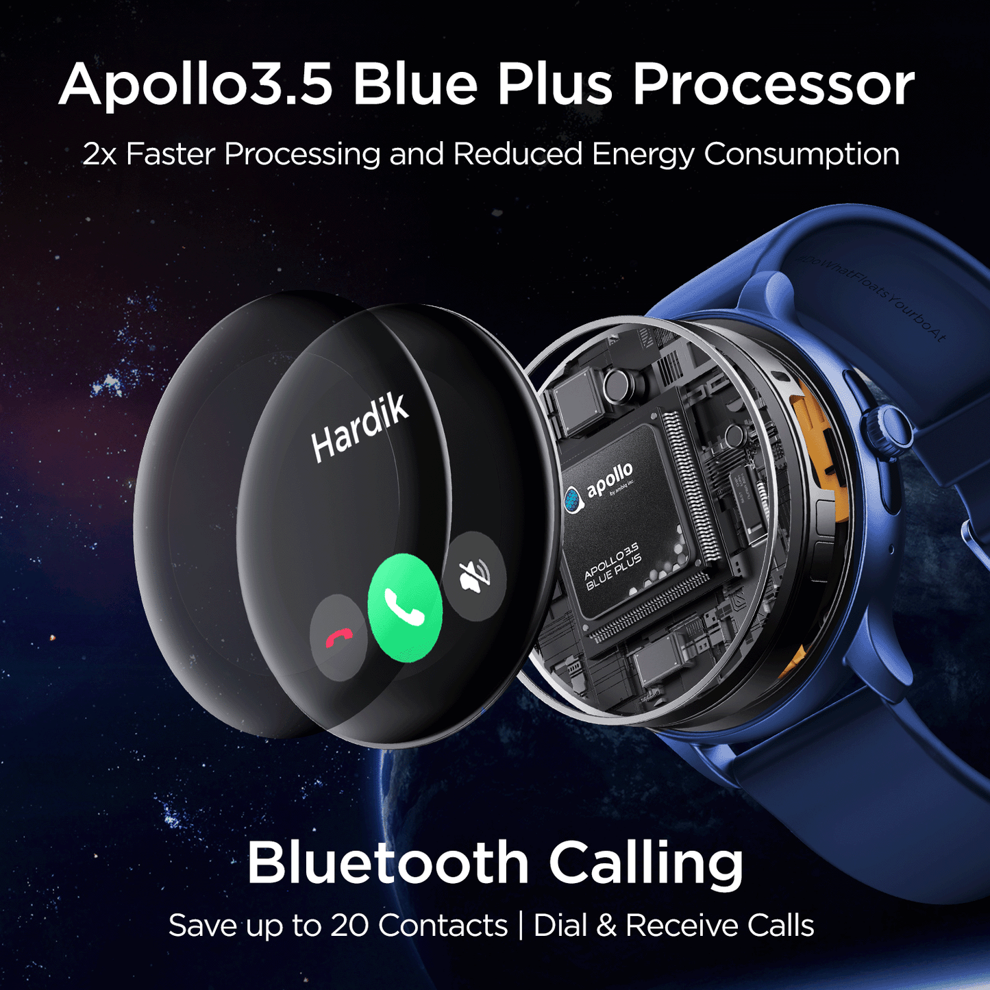 boAt Lunar Call Pro | Round Dial Smart Watch with 1.39" (3.53 cms) Big AMOLED Display, SensAi, Watch Face Studio, Bluetooth Calling, 700+ Active Modes, Apollo3.5 Blue Plus Processor