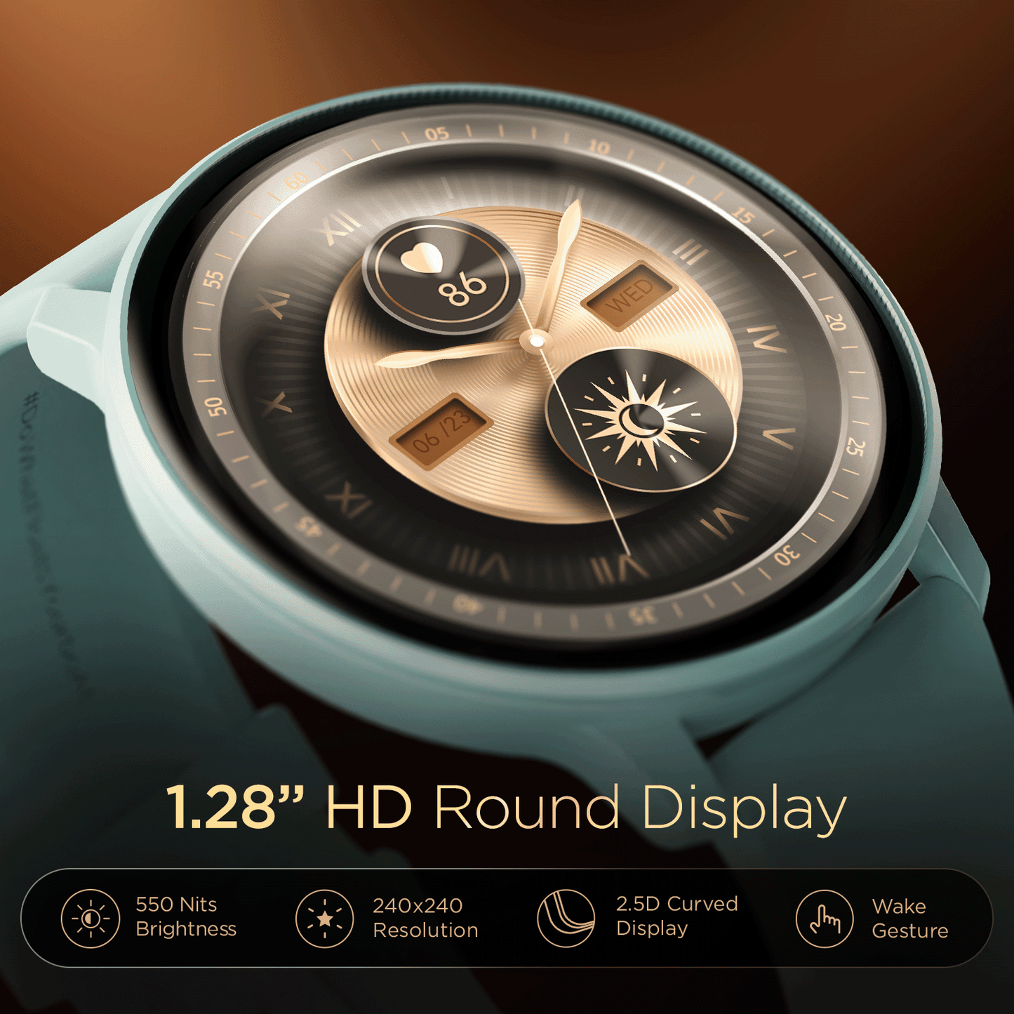 boAt Lunar Connect | Round Dial Smart Watch with 1.28” (3.25 cm) HD Display, BT Calling, Supports Hindi & English Language, Up to 20 contacts, 100+ Sports Modes