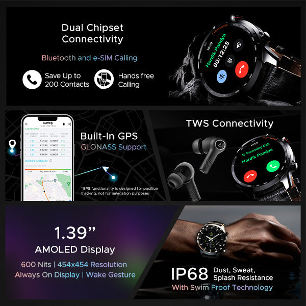 boAt Lunar Pro LTE | Premium Calling Smartwatch with e-SIM Support, Built-in GPS, AMOLED Display