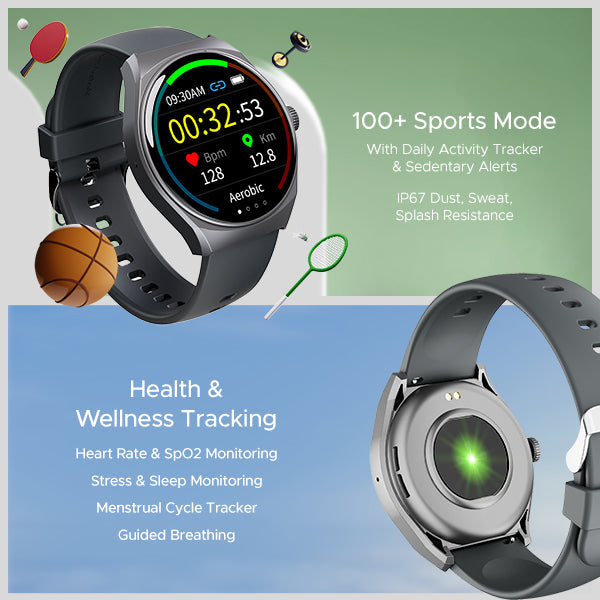 boAt Lunar Seek | Premium Smartwatch with Bluetooth Calling, Functional Crown, 100+ Sports Modes, IP67 rating