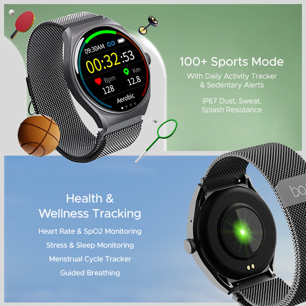 boAt Lunar Seek | Premium Smartwatch with Bluetooth Calling, Functional Crown, 100+ Sports Modes, IP67 rating