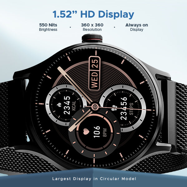 boAt Primia Celestial | Smartwatch with 1.52" Round HD Display, BT Calling, 100+ Sports Modes, Functional Crown