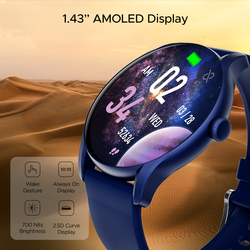 boAt Primia Ace | Smartwatch with 1.43" (3.63cm) Amoled Display, BT Calling, 100+ Sports Modes, Up to 10 Days Battery