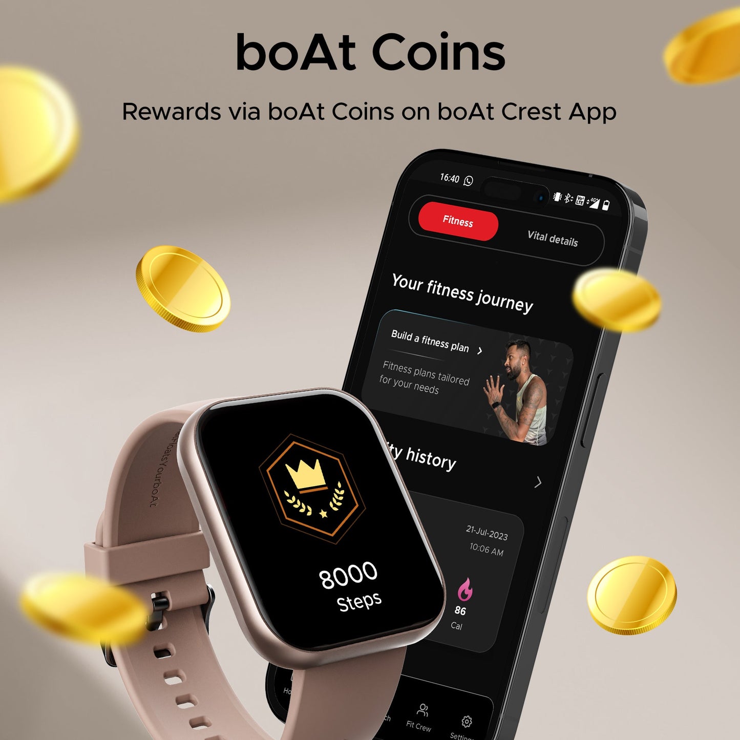 boAt Wave Active | Smart Watch with 1.96" (4.97 cm) HD Display, 700+ Active Modes, Crest App Health Ecosystem