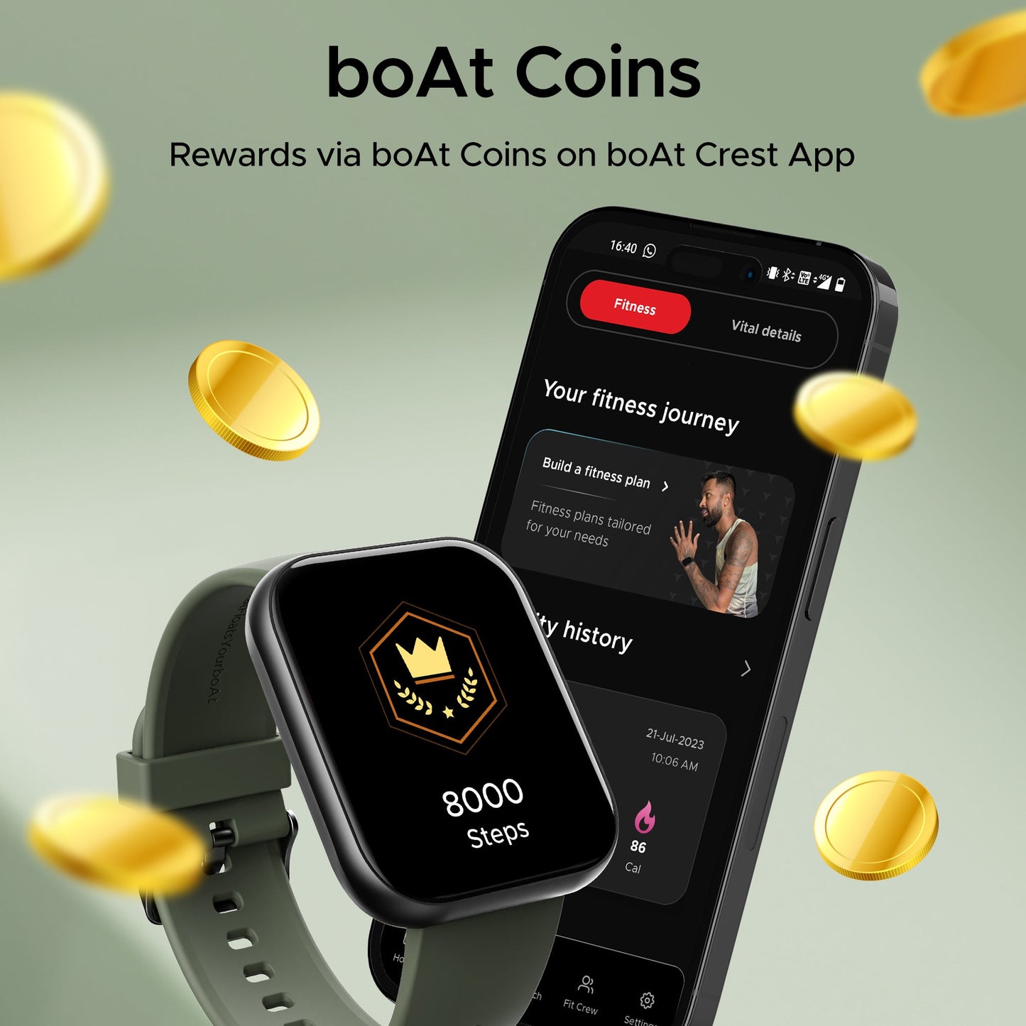 boAt Wave Active | Smart Watch with 1.96" (4.97 cm) HD Display, 700+ Active Modes, Crest App Health Ecosystem