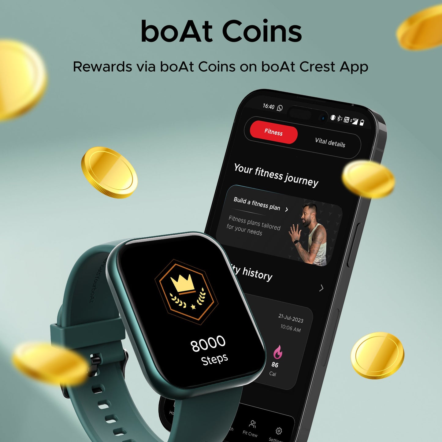 boAt Wave Active | Smart Watch with 1.96" (4.97 cm) HD Display, 700+ Active Modes, Crest App Health Ecosystem