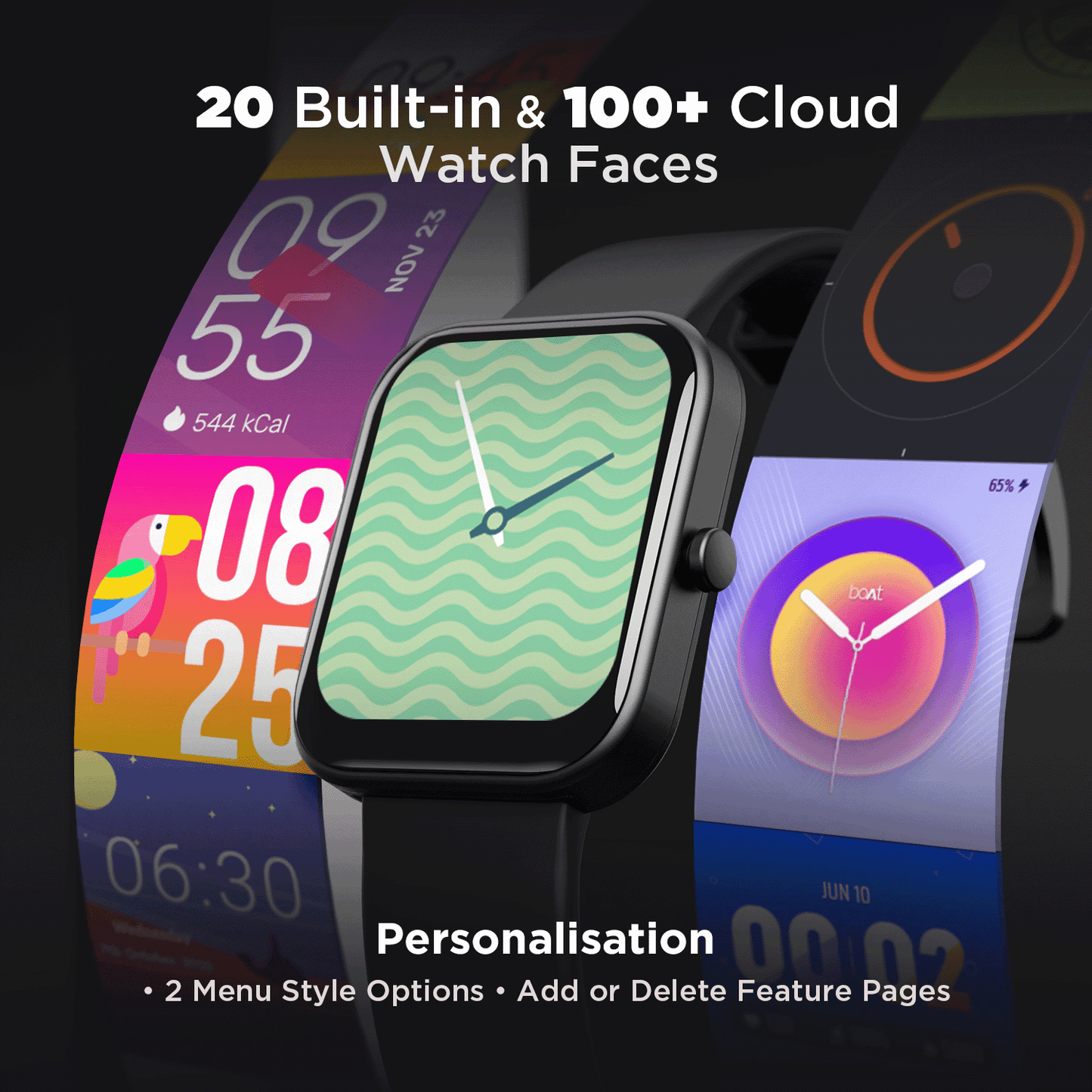 boAt Wave Arcade | 1.81" (4.59 cm) Display Bluetooth Calling Smart Watch with 100+ Sports Modes, Save up to 50 contacts, IP68 Dust and Water Resistance