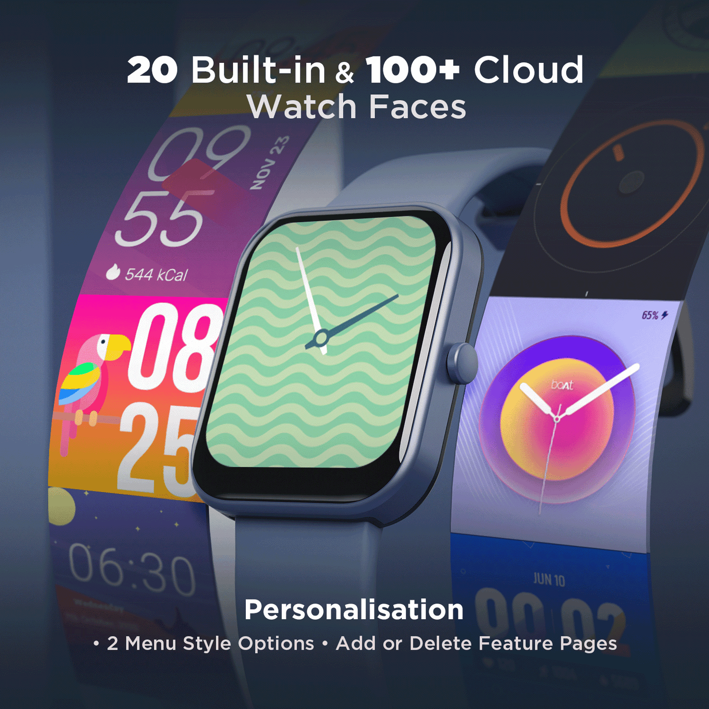 boAt Wave Arcade | 1.81" (4.59 cm) Display Bluetooth Calling Smart Watch with 100+ Sports Modes, Save up to 50 contacts, IP68 Dust and Water Resistance