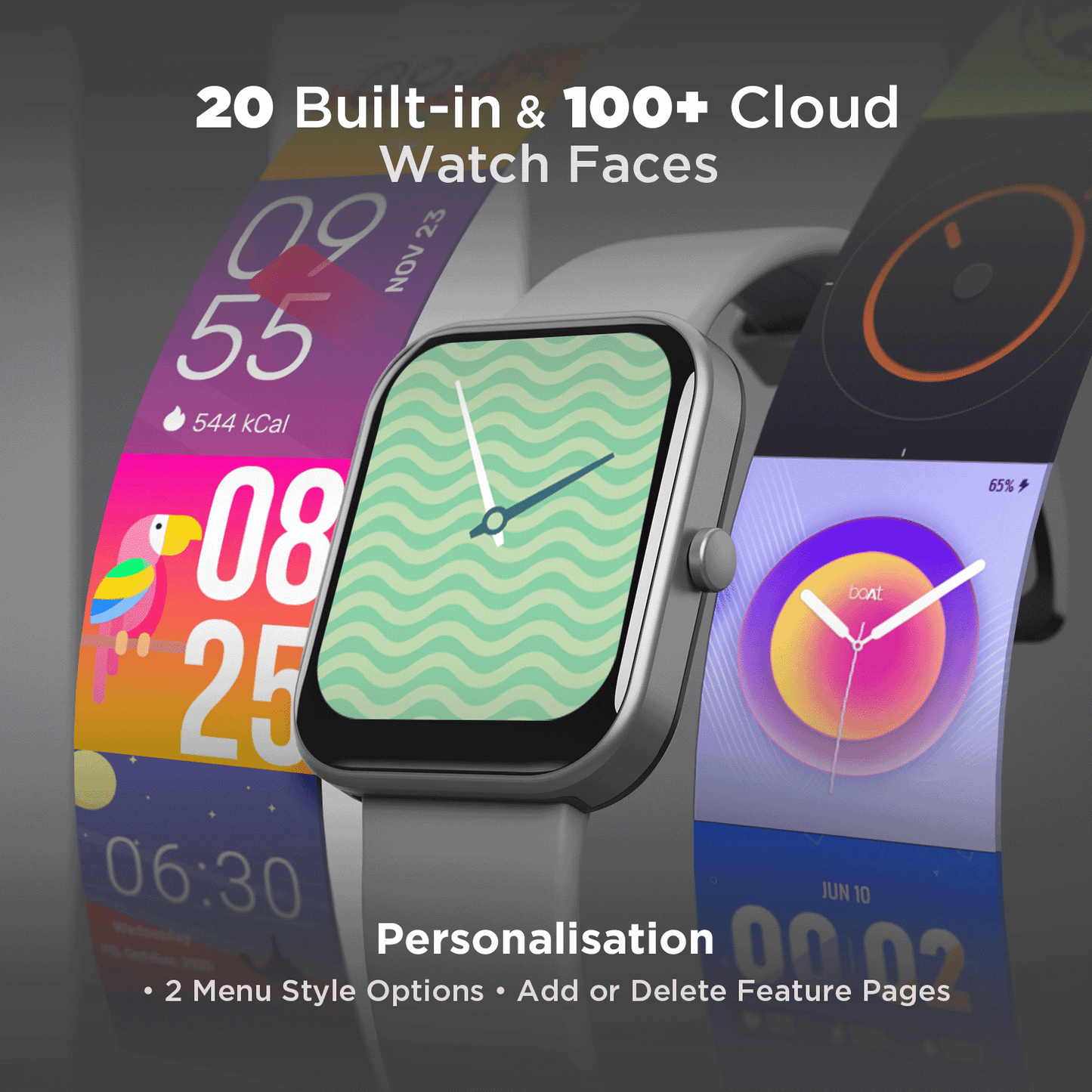 boAt Wave Arcade | 1.81" (4.59 cm) Display Bluetooth Calling Smart Watch with 100+ Sports Modes, Save up to 50 contacts, IP68 Dust and Water Resistance