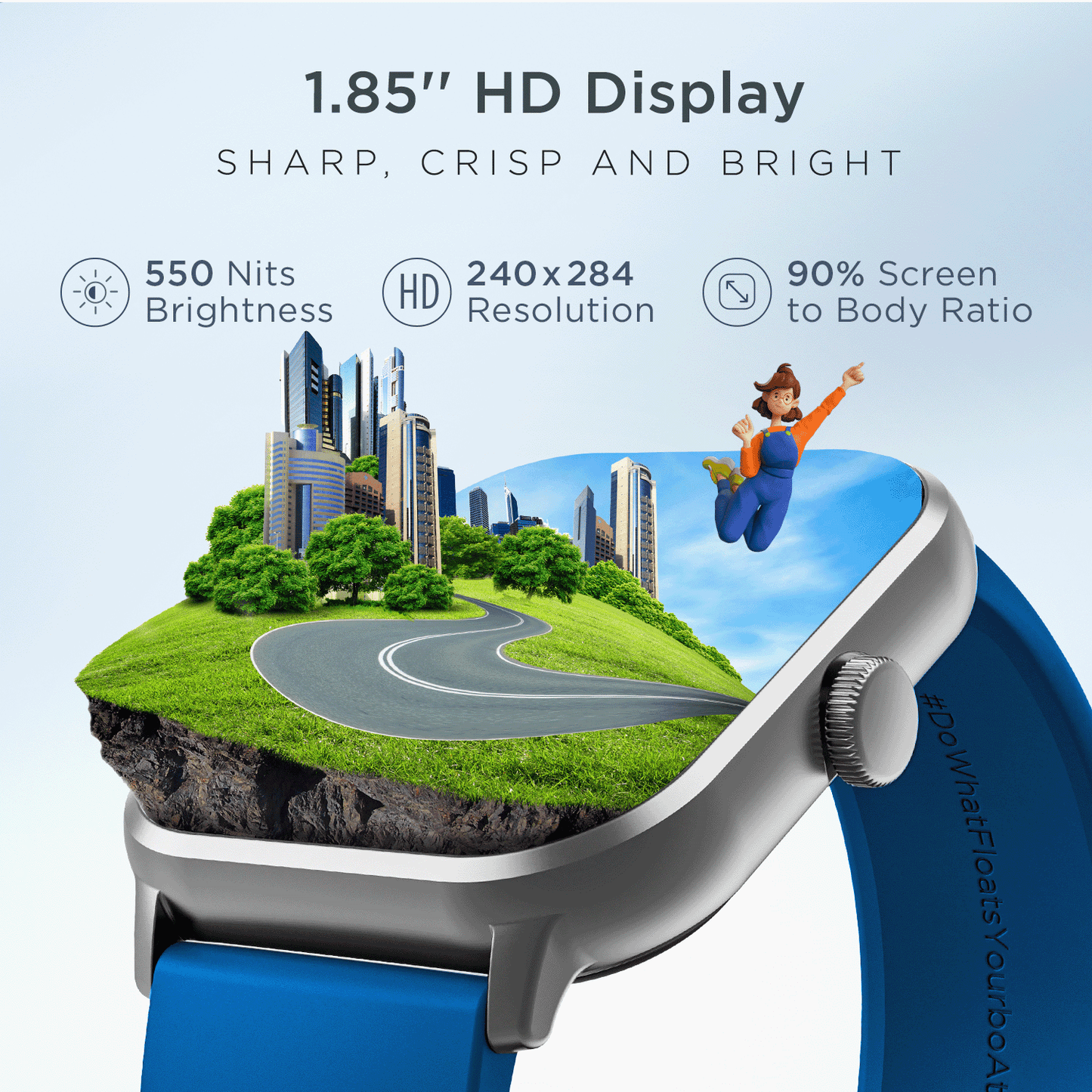 boAt Wave Edge | 1.85"(4.69cm) HD Edge to Edge Display Smartwatch, Bluetooth Calling, 100+ sports modes, IP68 Dust and Water Resistance