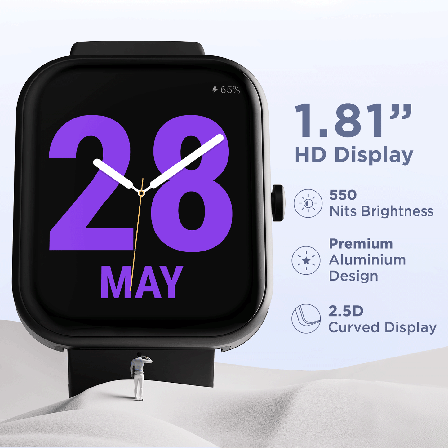 boAt Wave Electra | 1.81" (4.59cm) Full Touch Large Display Smartwatch with Bluetooth Calling, 100+ sports modes, IP68 Dust & Water Resistance